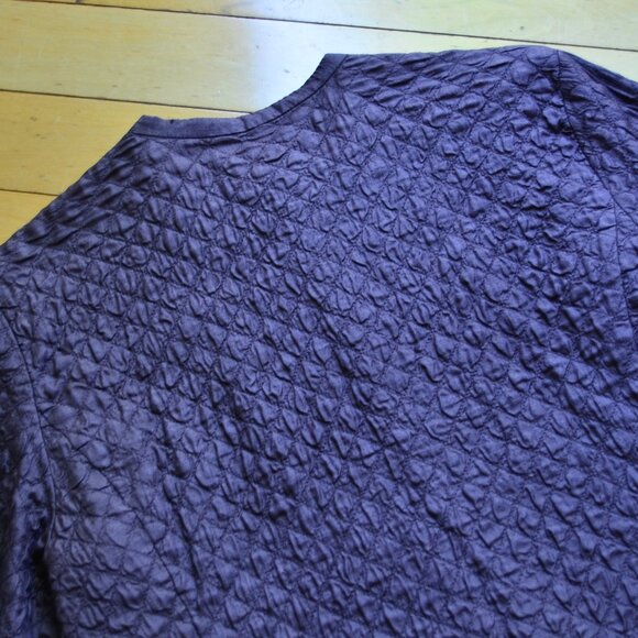 Eileen Fisher plum quilted lined 100% silk jacket W pockets Size S - Picture 13 of 15